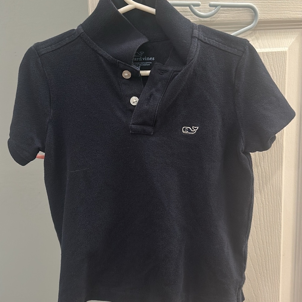 Vineyard Vines Navy Short-Sleeve Polo with Whale Logo